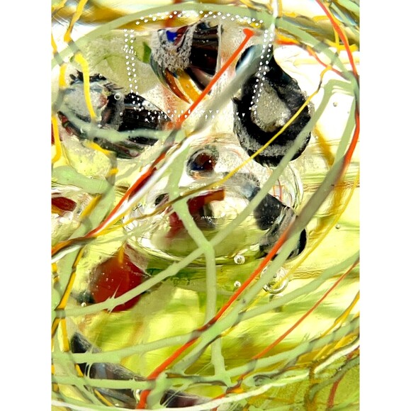 Murano Style Studio Glass Handblown Paperweight Multicolored Swirl Ribbons Fish - Picture 8 of 16